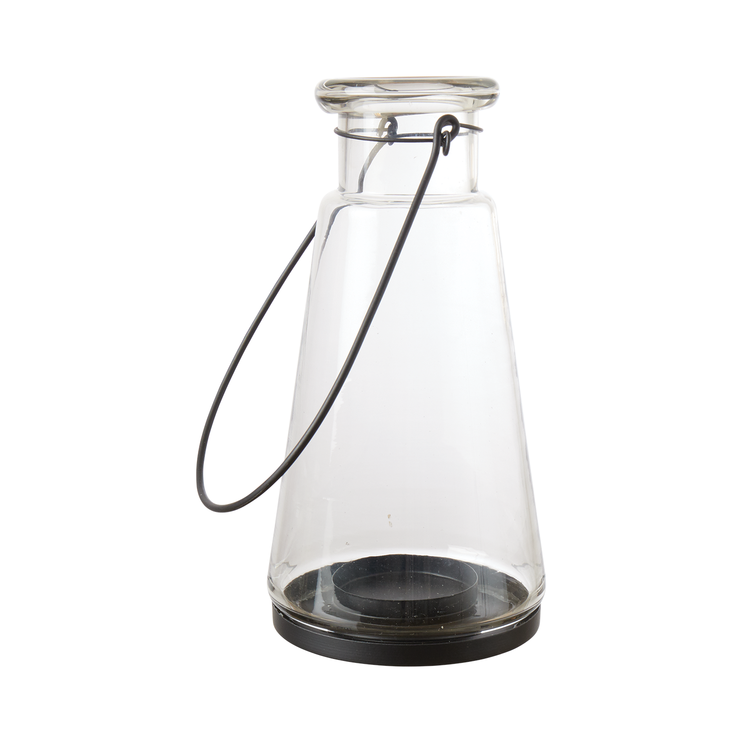 Ljuslykta i glas med handtag i järn - Hänglykta för inomhus och utomhus, 23cm