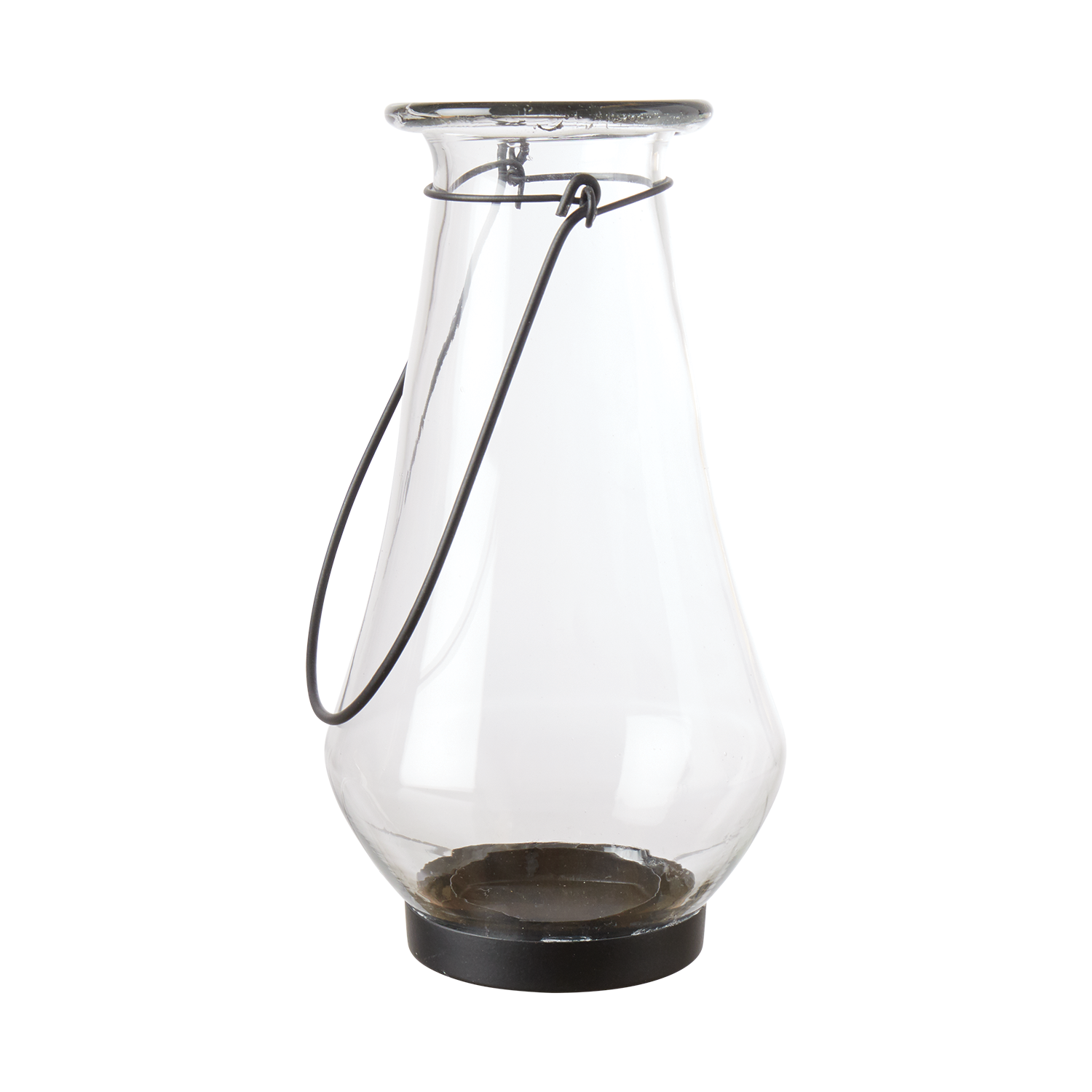 Ljuslykta i glas med handtag i järn - Hänglykta för inomhus och utomhus, 25cm