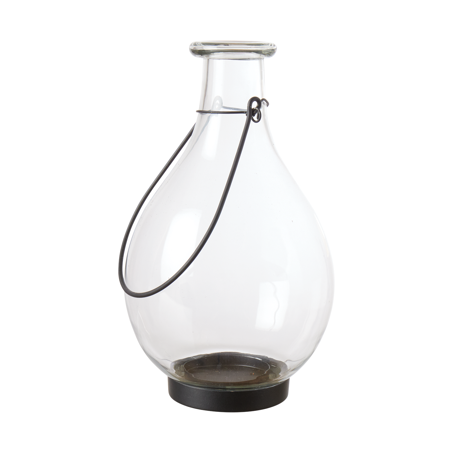 Ljuslykta i glas med handtag i järn - Hänglykta för inomhus och utomhus, 25cm