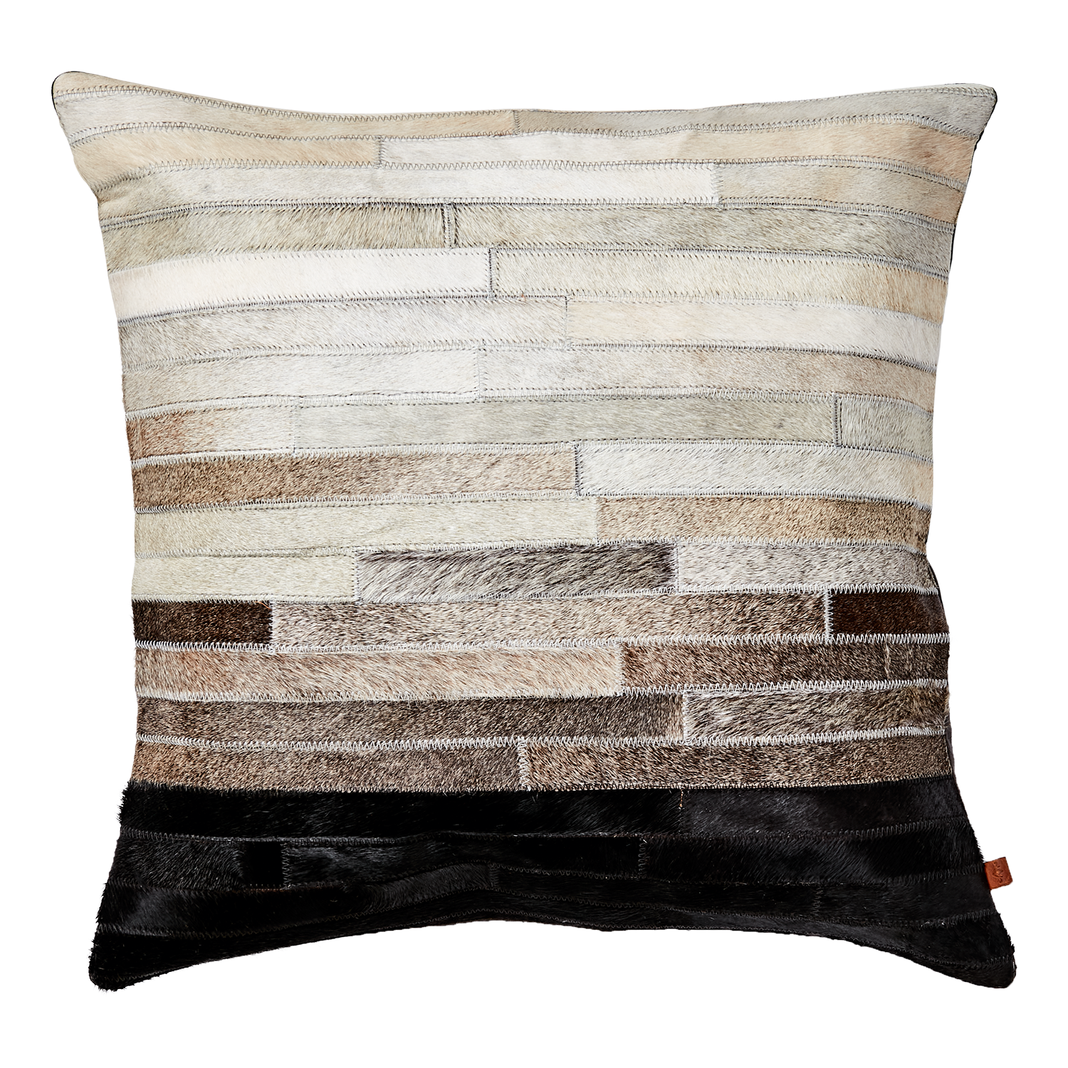 Kuddfodral i ombre med lappteknik, Beige och Svart 50x50cm