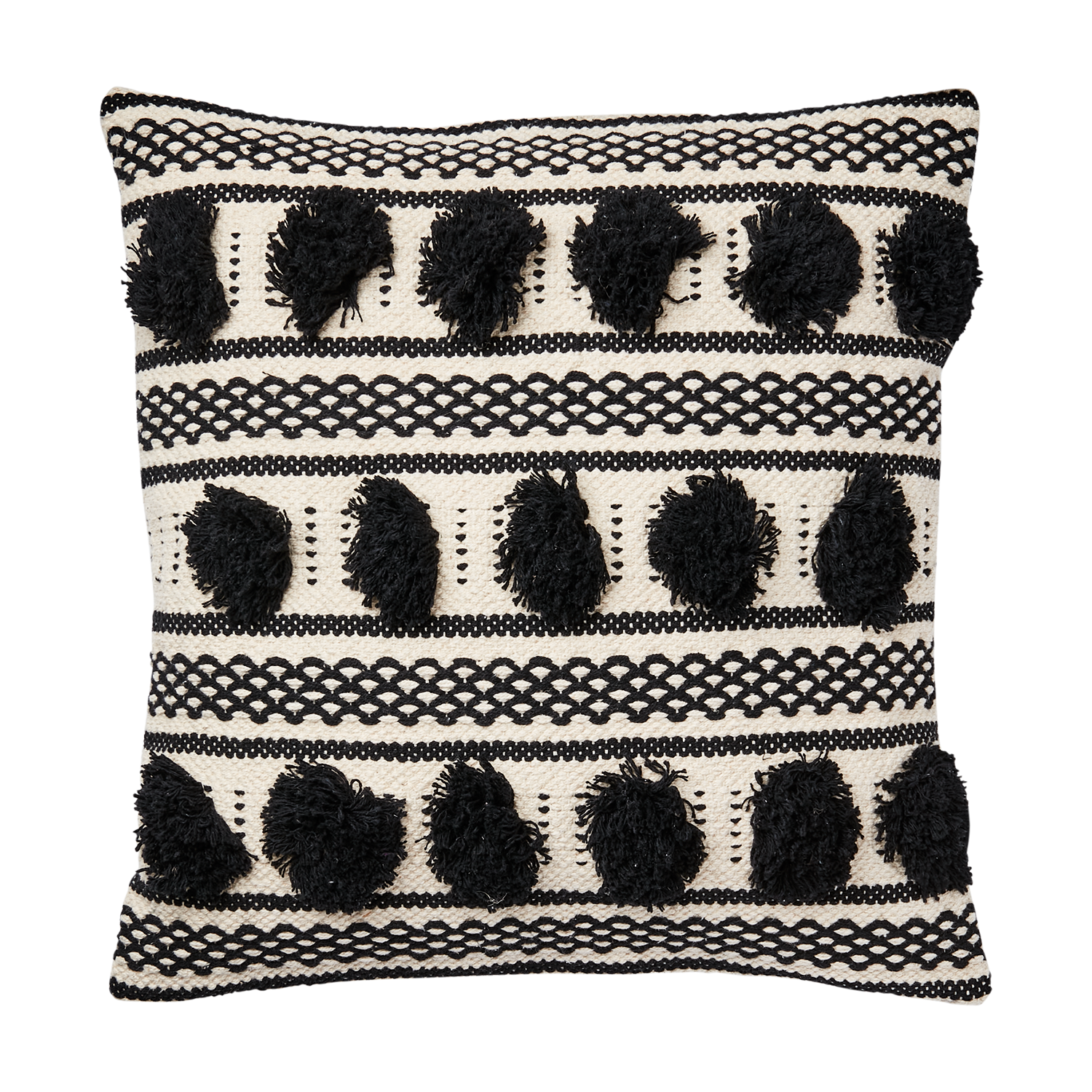 Kuddfodral av 100% bomull, Svart & Elfenben, 50x50cm