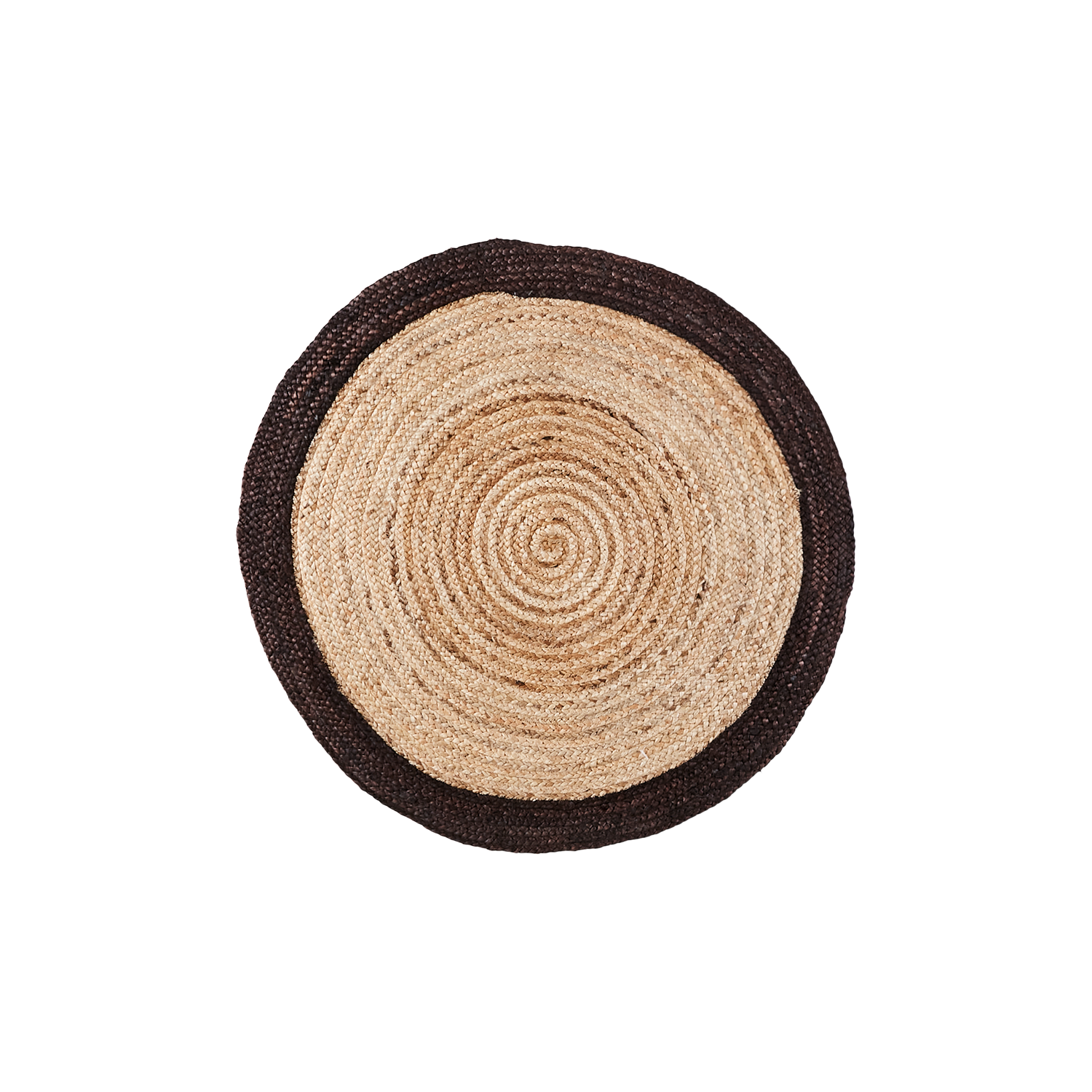 Jutematta med dekorativ mörk kant, Ø90cm