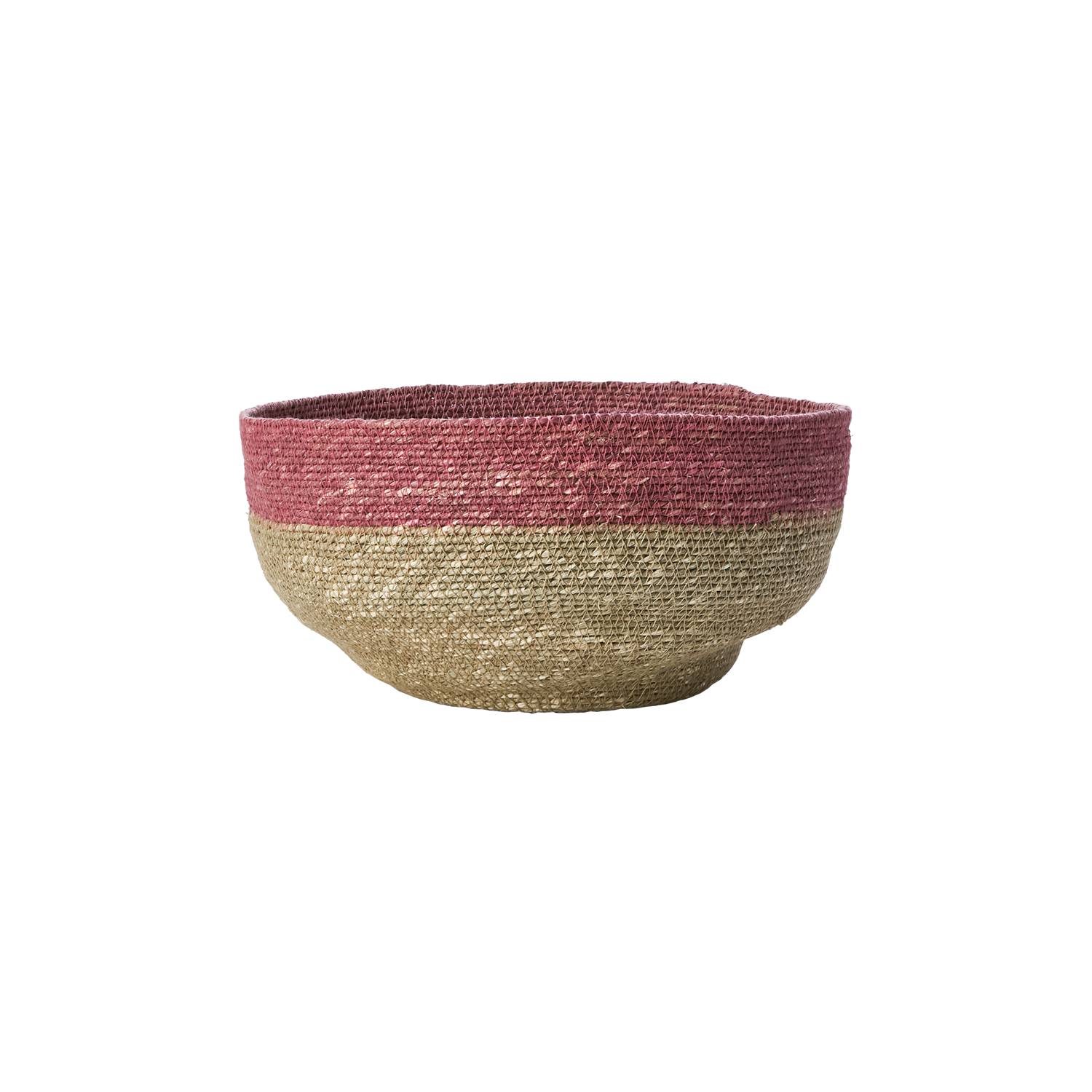 Handgjord korg i Moonjgräs, Rosa & Natur, Ø28cm