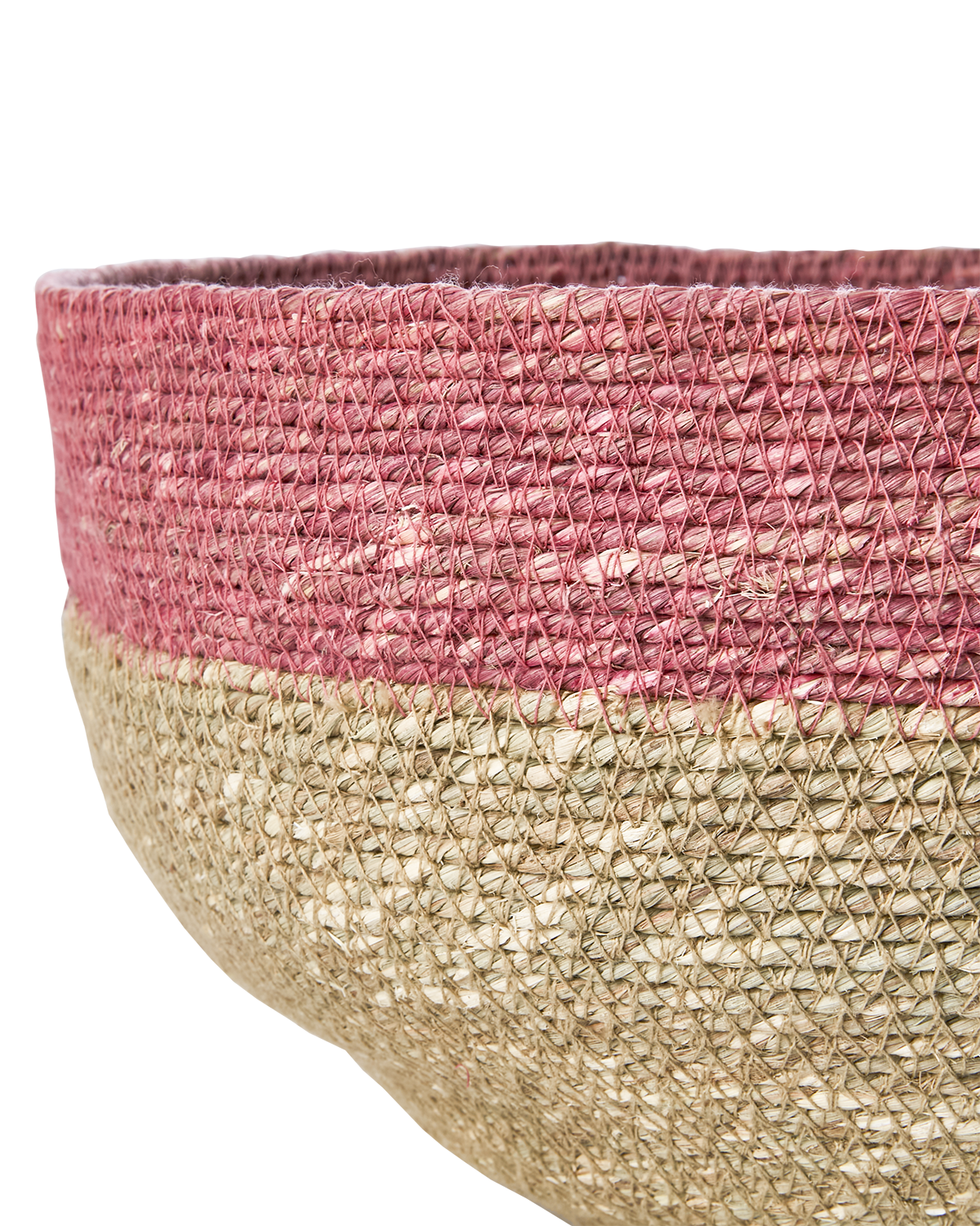 Handgjord korg i Moonjgräs, Rosa & Natur, Ø28cm