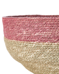Handgjord korg i Moonjgräs, Rosa & Natur, Ø28cm
