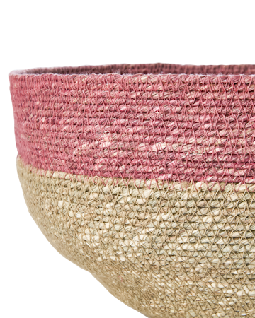 Handgjord korg i Moonjgräs, Rosa & Natur, Ø28cm