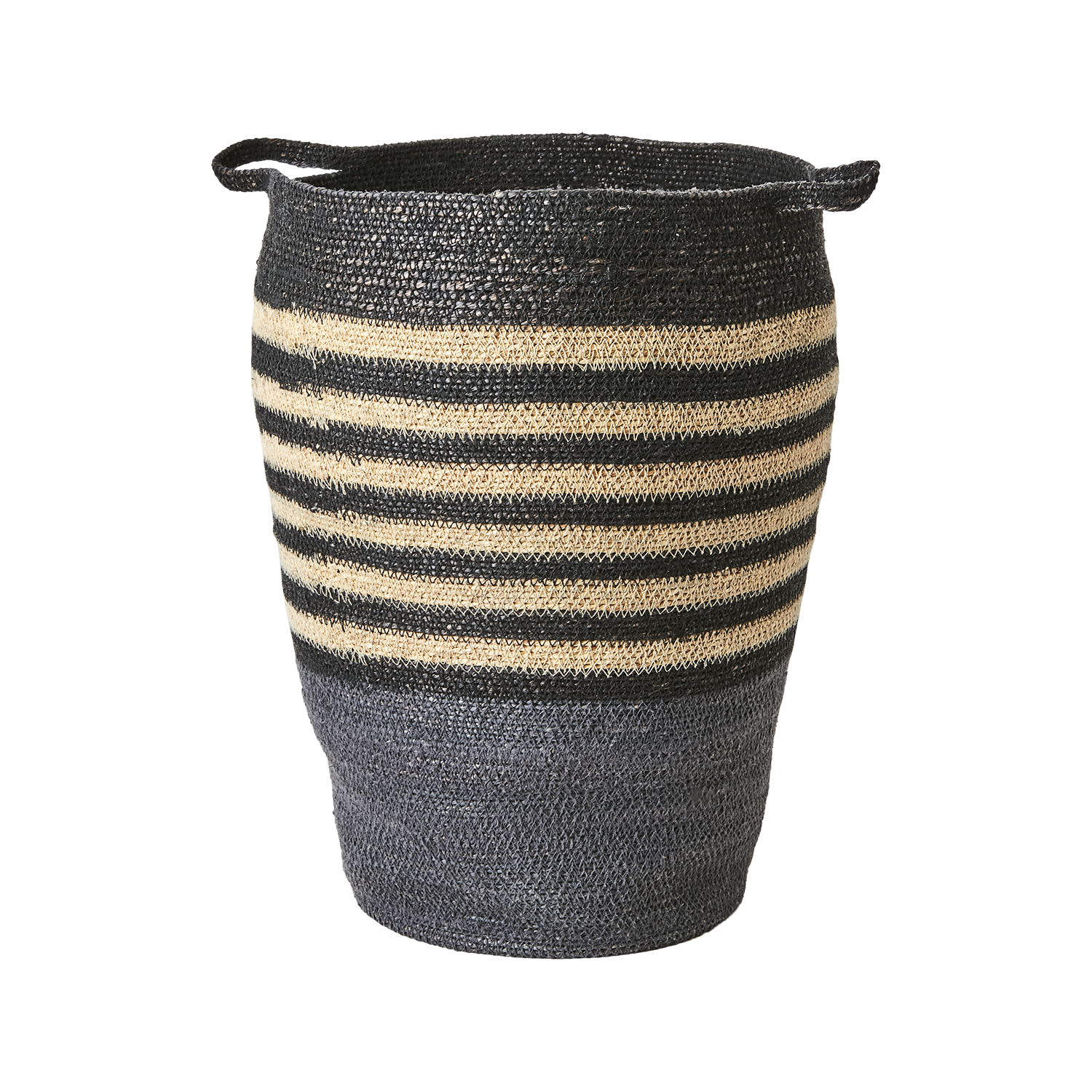Handsydda Madiba-korgar i sjögräs, Set om 2, Grå/Svart/Natur, 45/55cm