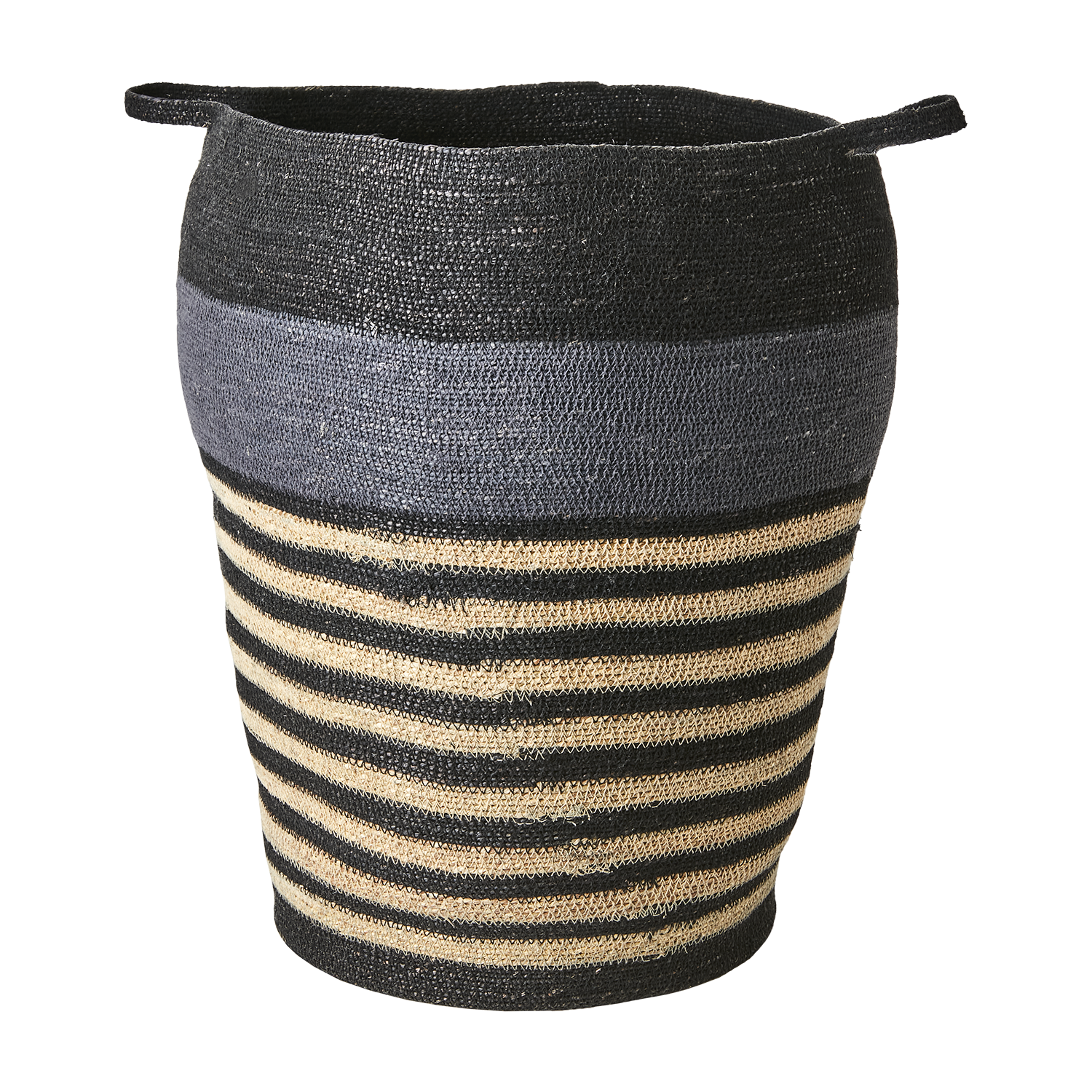 Handsydda Madiba-korgar i sjögräs, Set om 2, Grå/Svart/Natur, 45/55cm