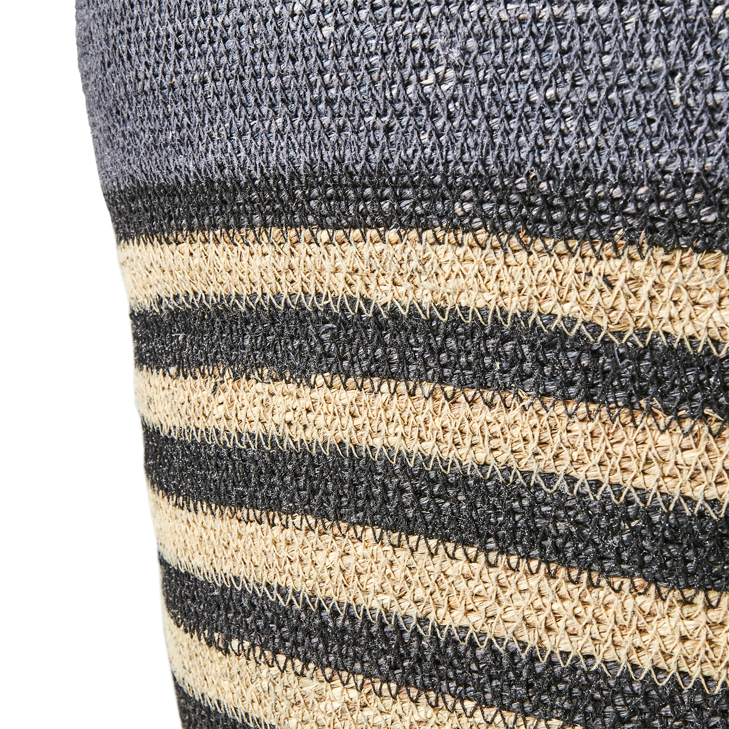 Handsydda Madiba-korgar i sjögräs, Set om 2, Grå/Svart/Natur, 45/55cm