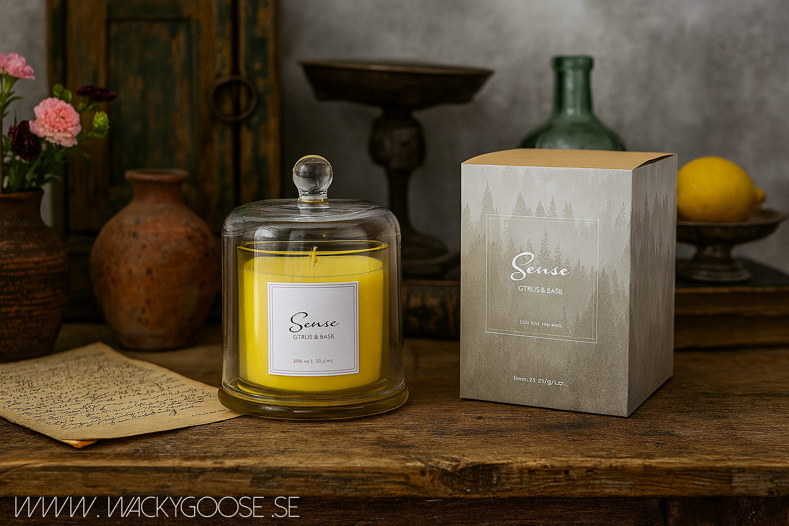 SENSE Doftljus med kupa, Citrus & basil