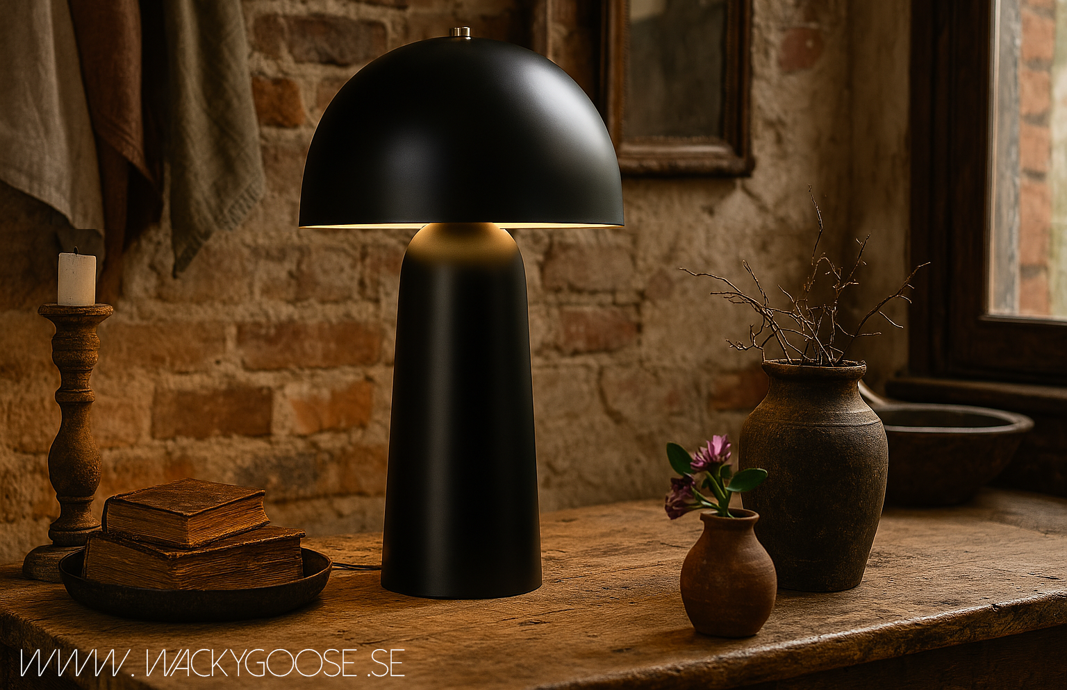 FUNGI Bordslampa L, Svart