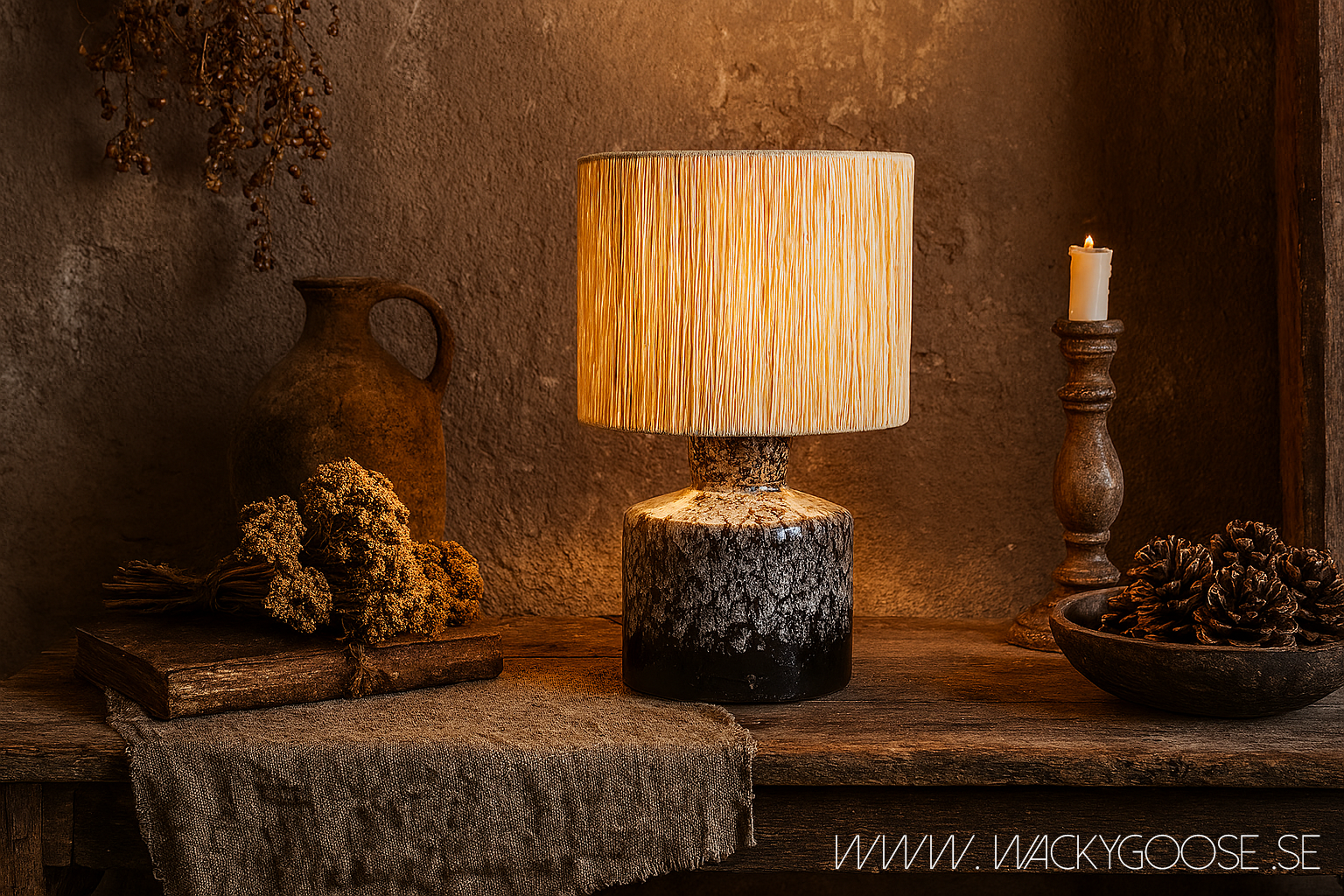 LAVA Bordslampa, Mörkbrun/flerfärgad