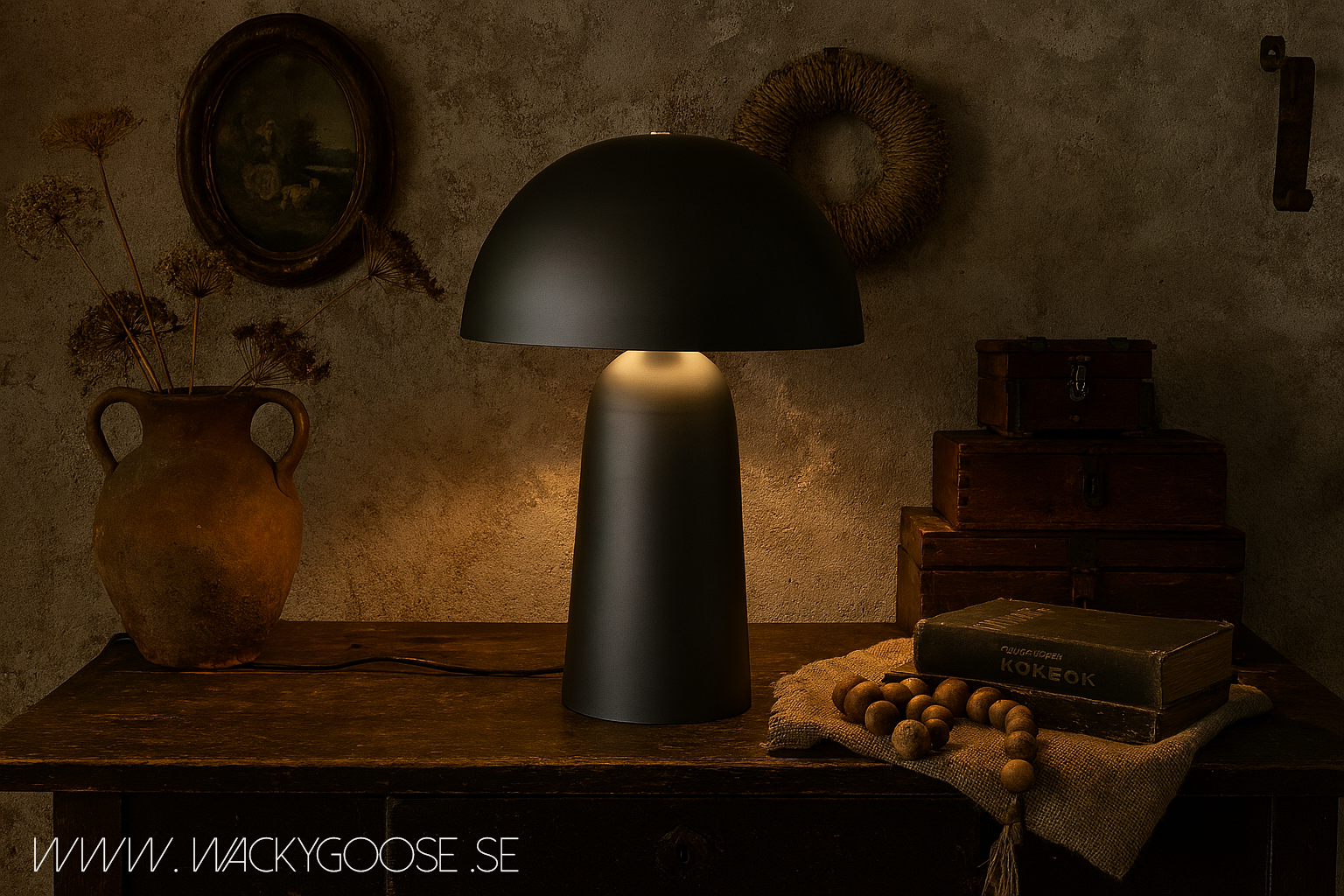 FUNGI Bordslampa L, Mörkgrå