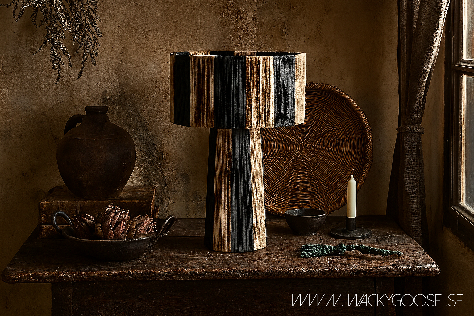 JULLAN Bordslampa M, Svart/natur