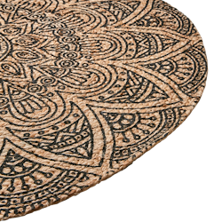 Handvävd matta i jute med mandalamönster, Ø90cm