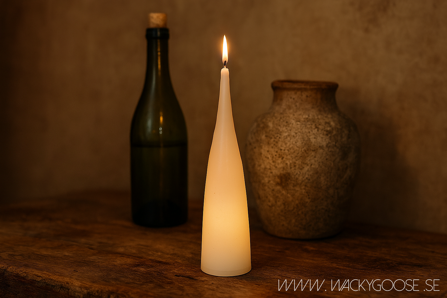 Handgjort Konljus, 18,5cm, Vit