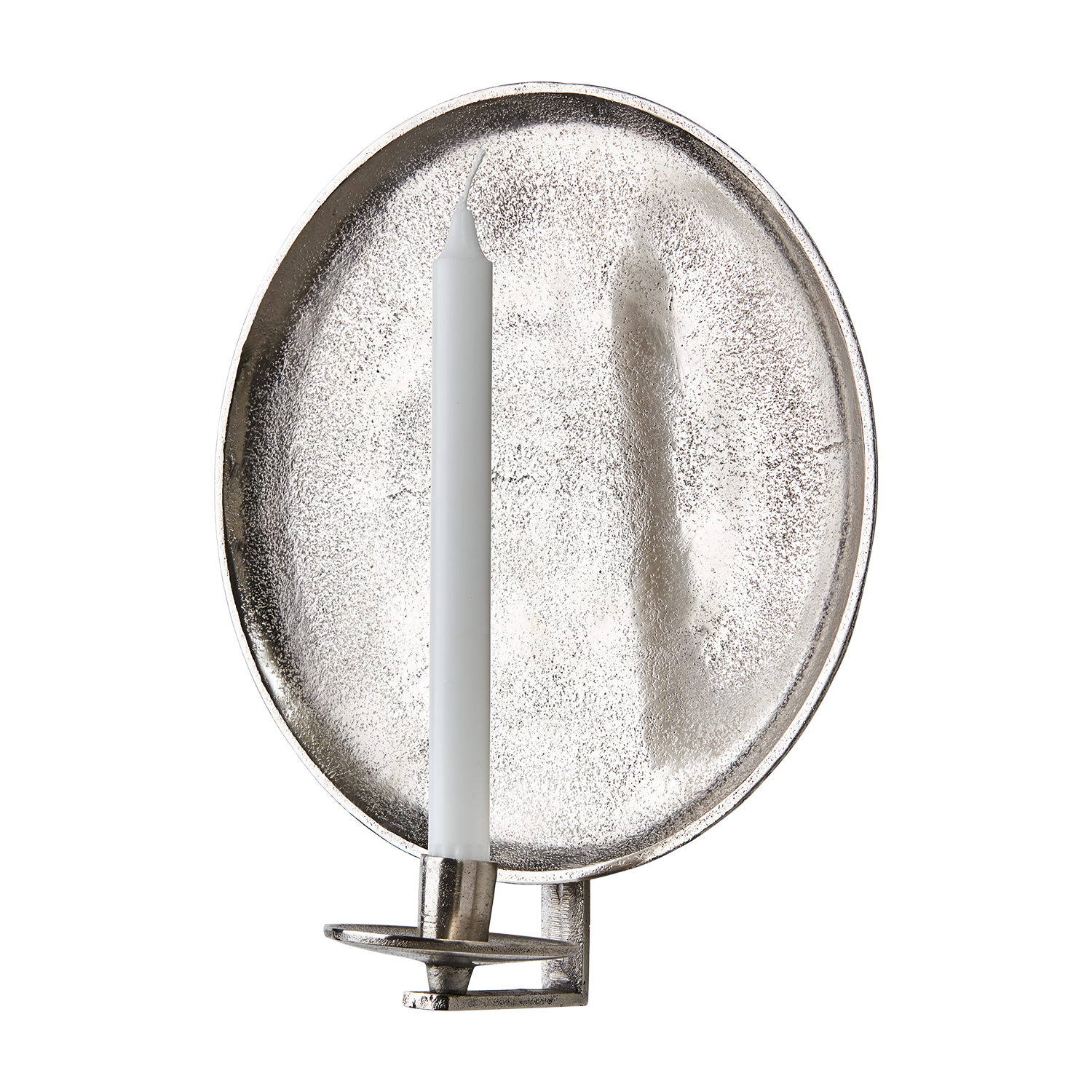 Vägghängd ljusstake i metall, Blockljus & Kronljus, Ø30cm, Nickel
