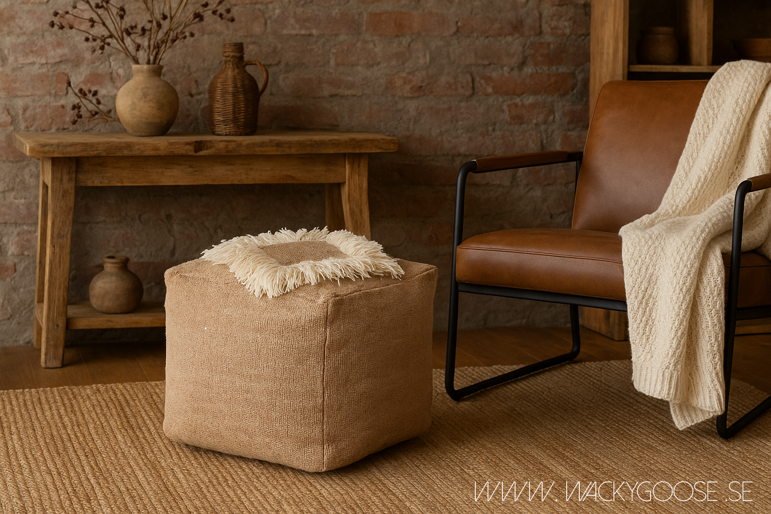 Sittpuff, Beige/elfenben