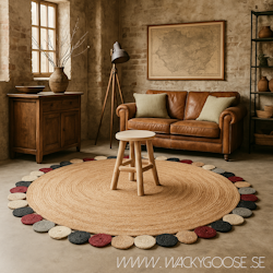JUNI Matta L, Natur/flerfärgad, Ø150 cm