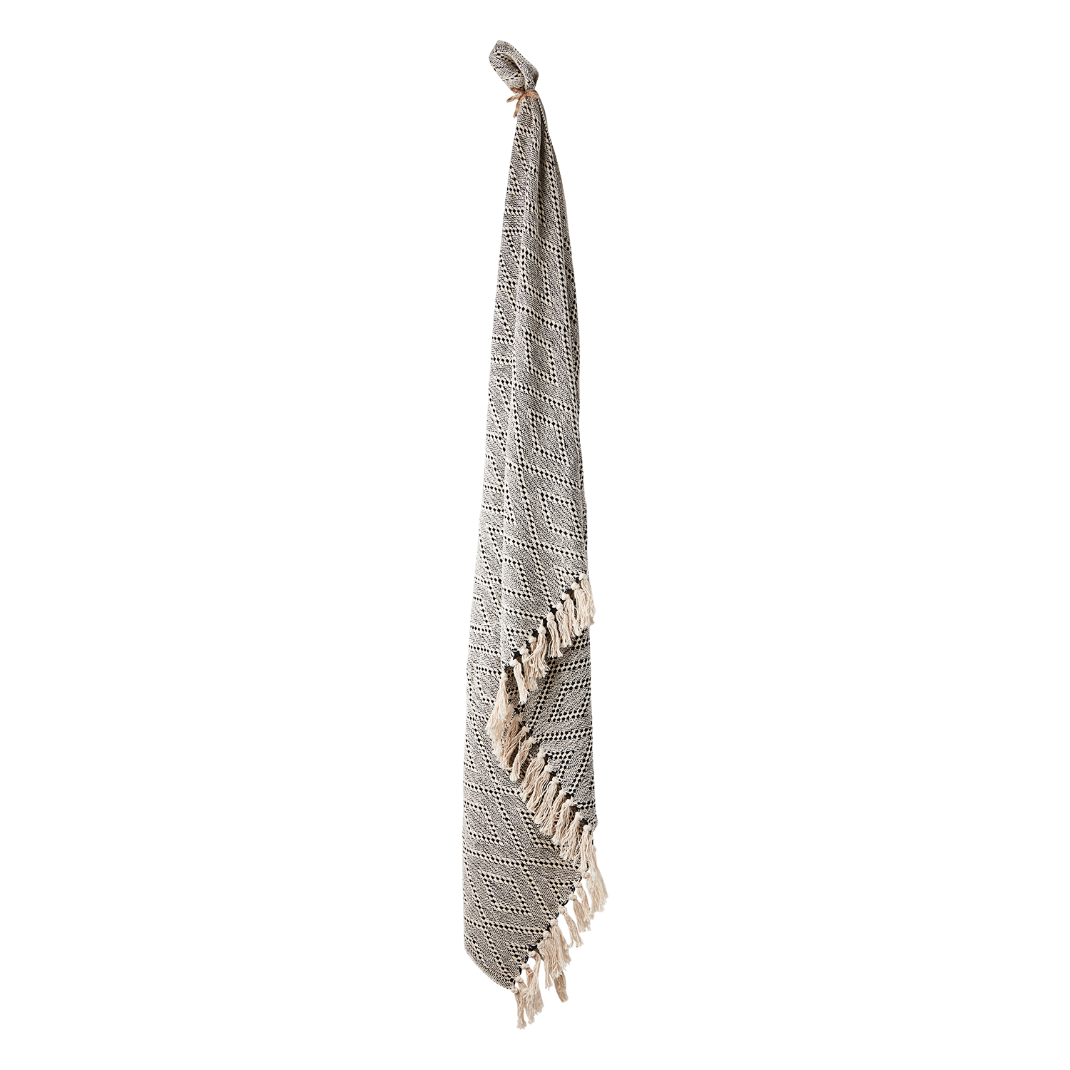 Filt av återvunnen bomull, 175x125cm, Svart/Natur