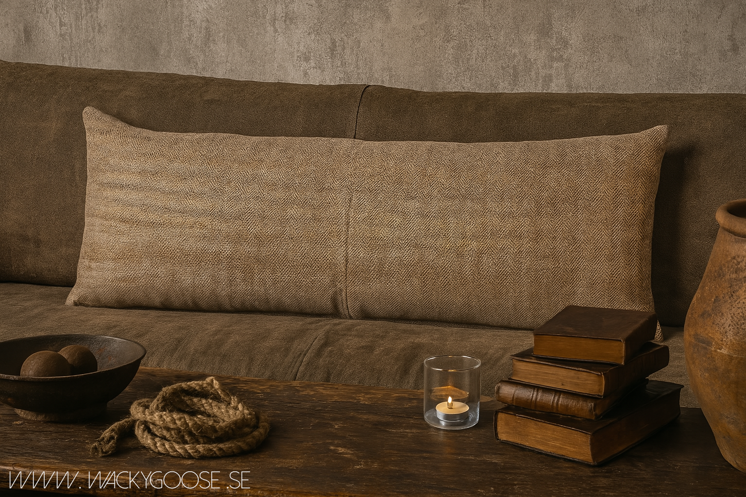 Kuddfodral gjord av garn av återvunna PET-flaskor, Beige/Flerfärgad, 110x40cm