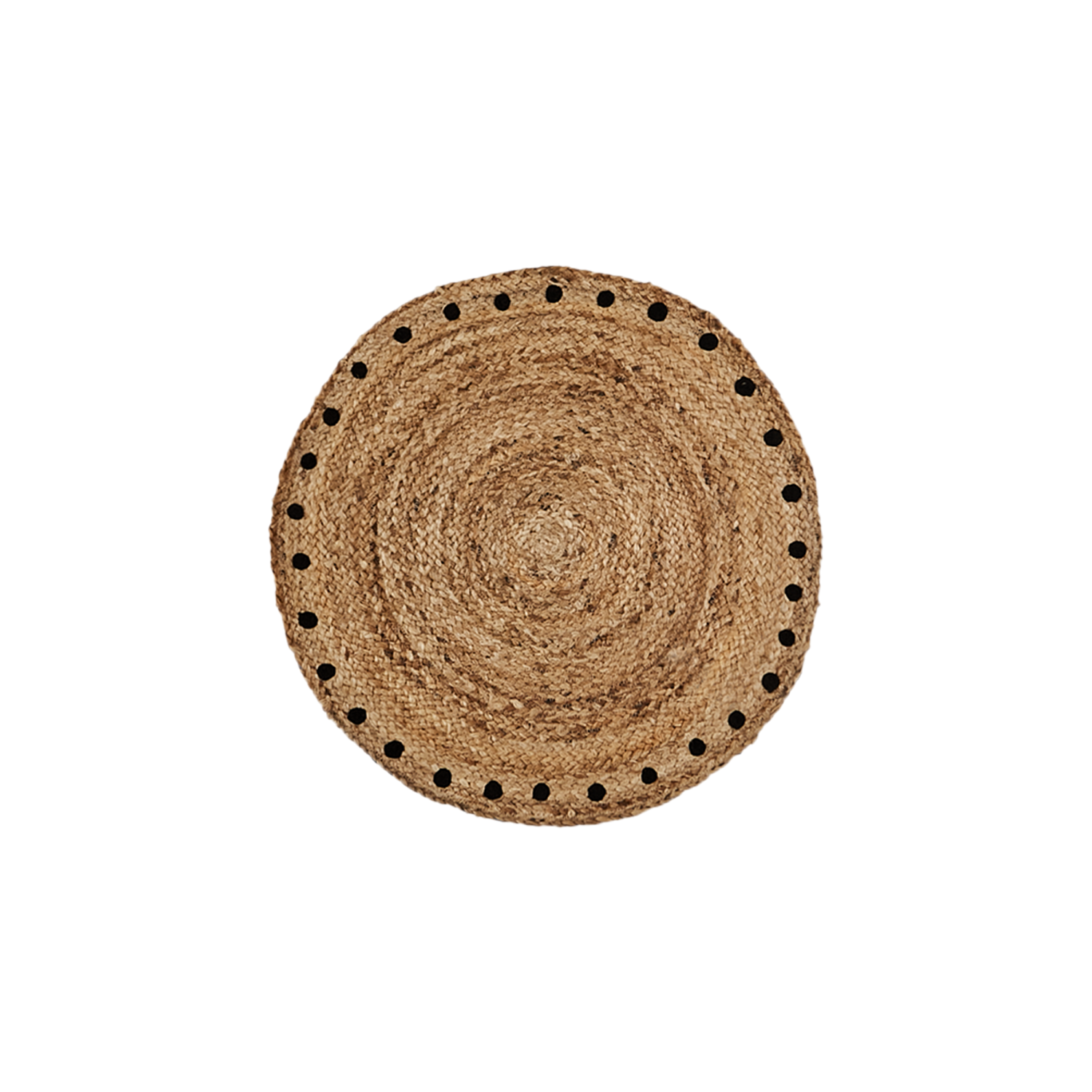 Matta med prickar i jute, Ø60cm