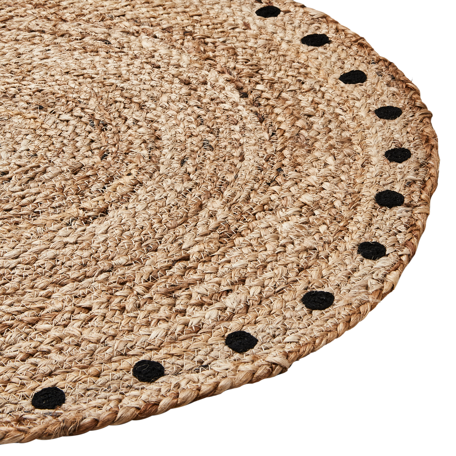 Matta med prickar i jute, Ø60cm