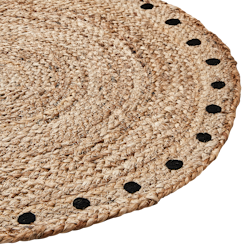 Matta med prickar i jute, Ø60cm
