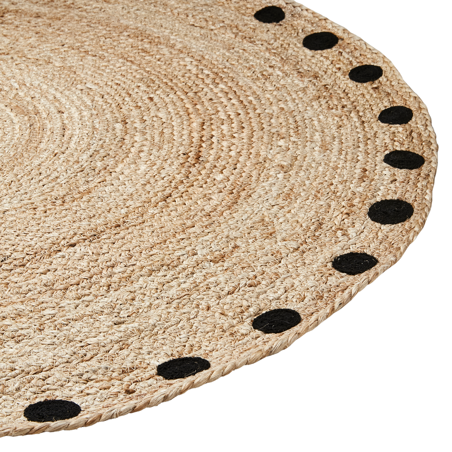 Matta med prickar i jute, Ø100cm