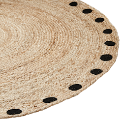 Matta med prickar i jute, Ø100cm