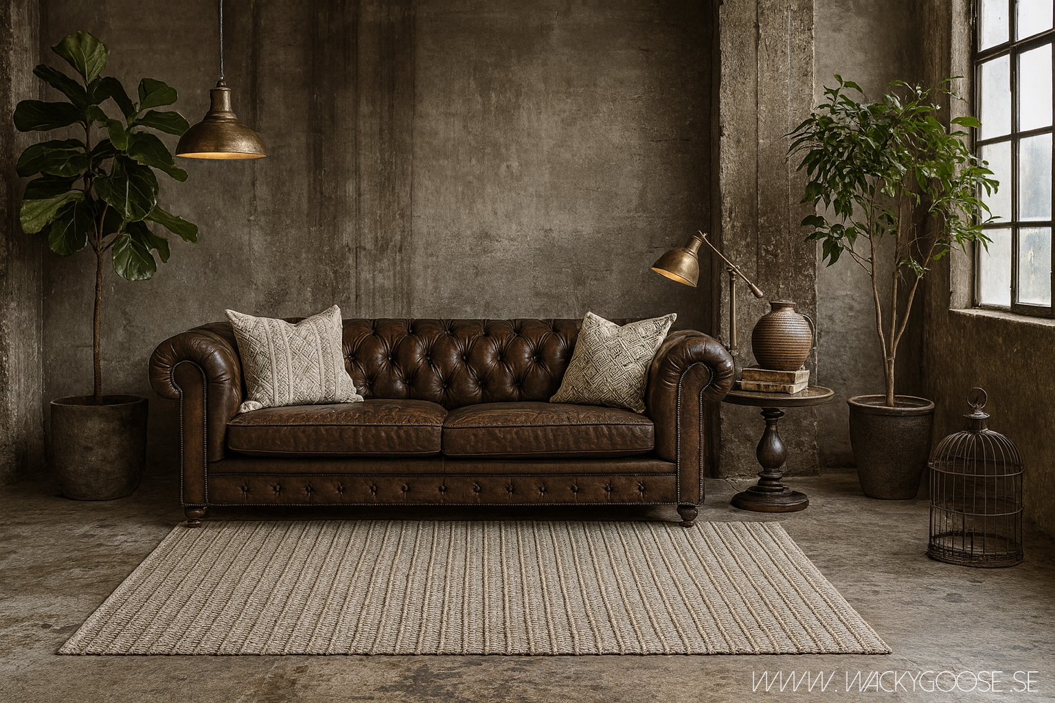 Matta i bomull & jute, Grå/Elfenben/ Natur, 240x170cm