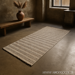 Matta i bomull & jute, Grå/Elfenben/ Natur, 240x80cm