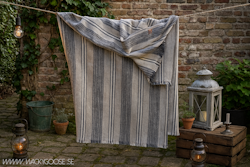Filt/Duk, 350x140cm, Naturfärgad och blå