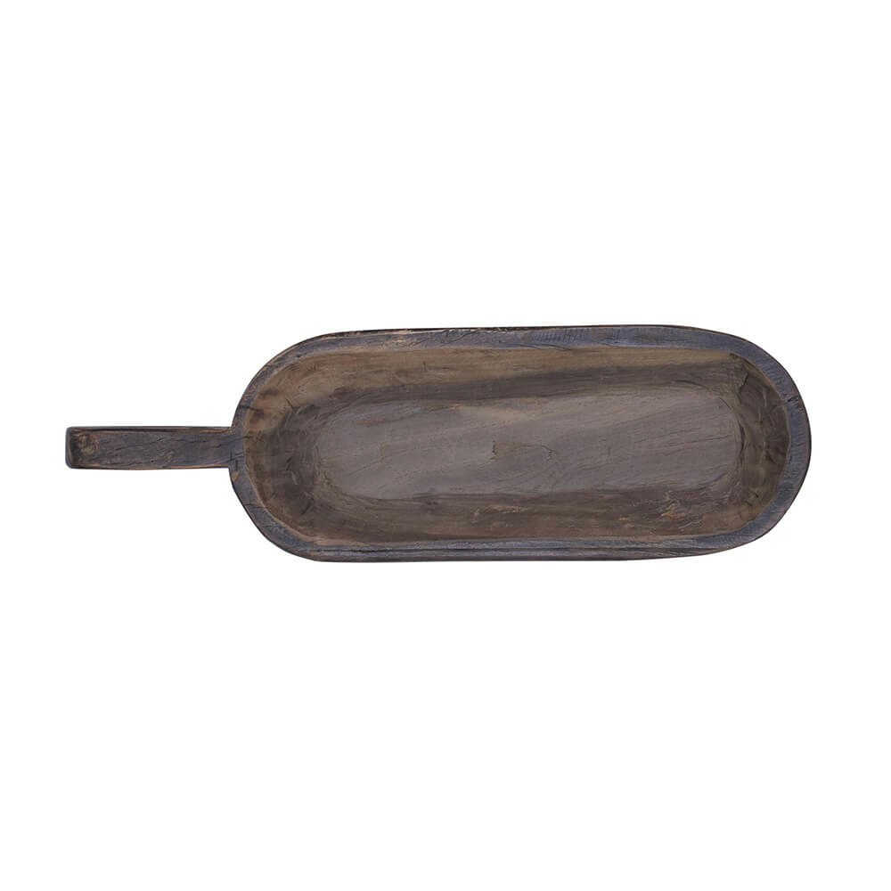 Handgord, vintage träskål med handtag, 58cm, 3-pack