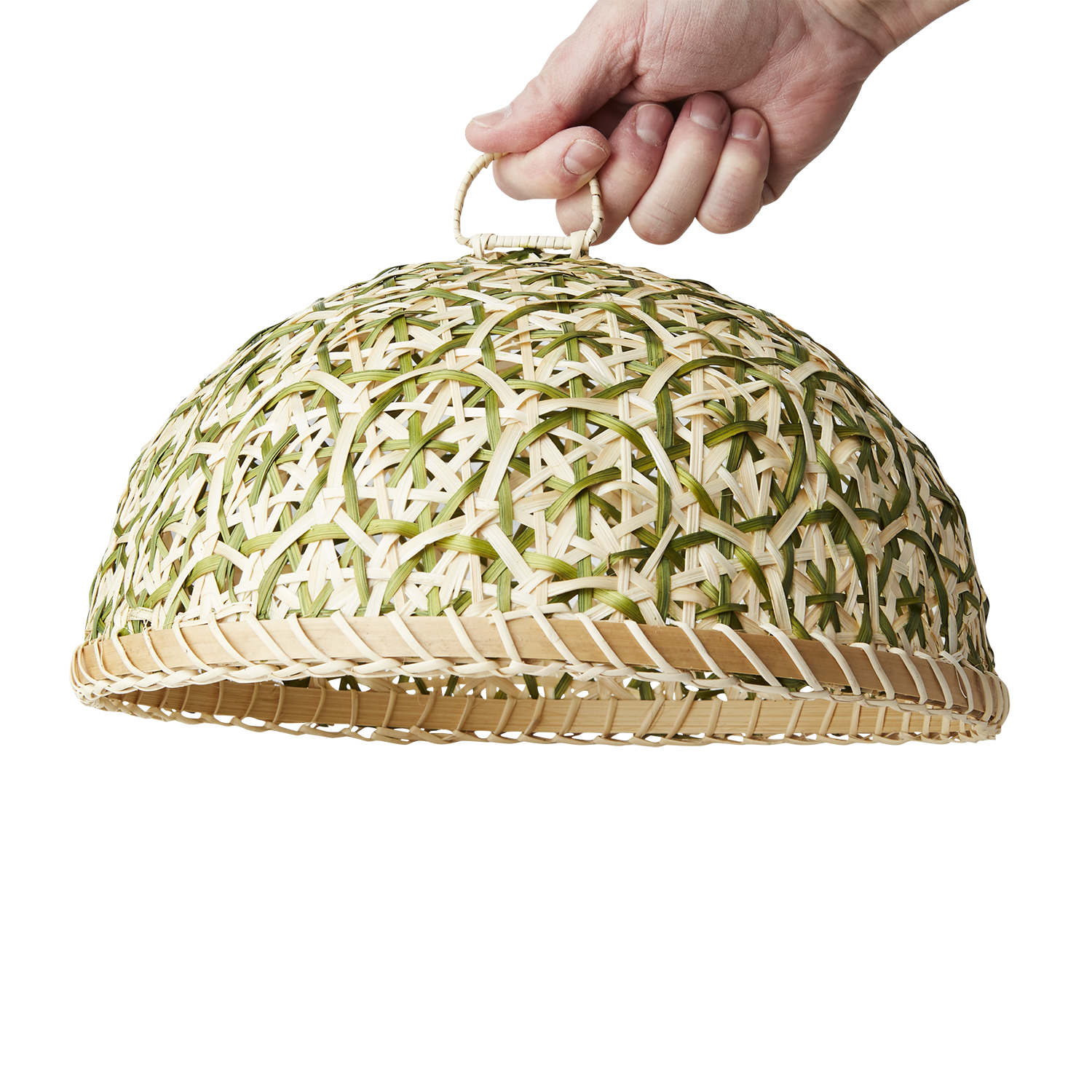 Handgjort Tårtskydd i bambu, Ø31cm, Natur/Grön