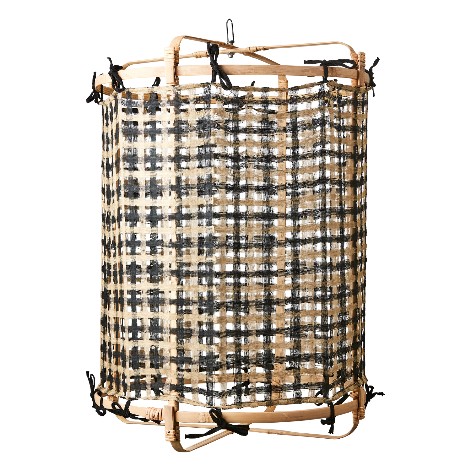 Tyg till Lampstomme, Ø42cm, Beige/Svart Silke