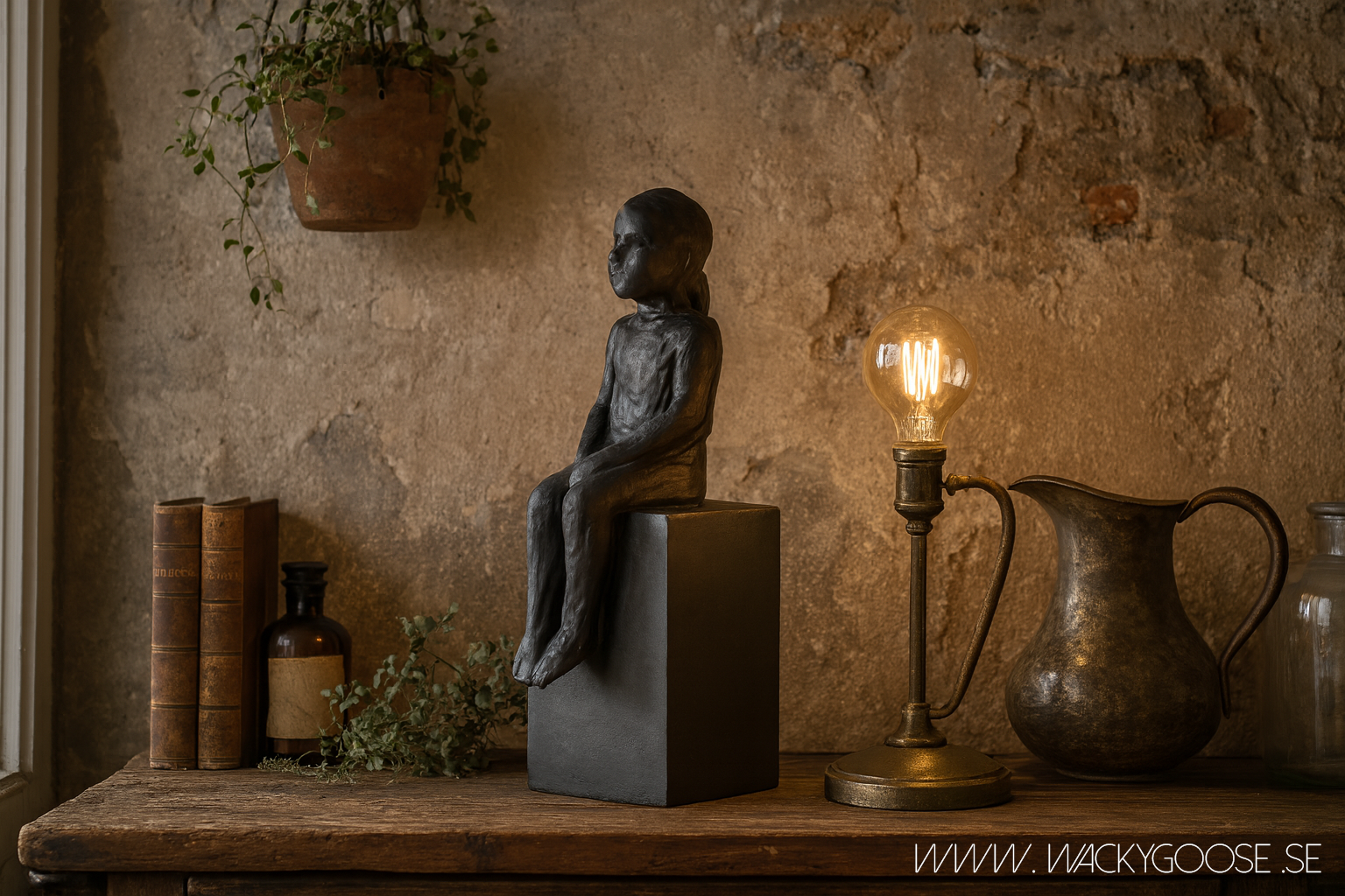 Dekorativ staty, 25cm, Svart