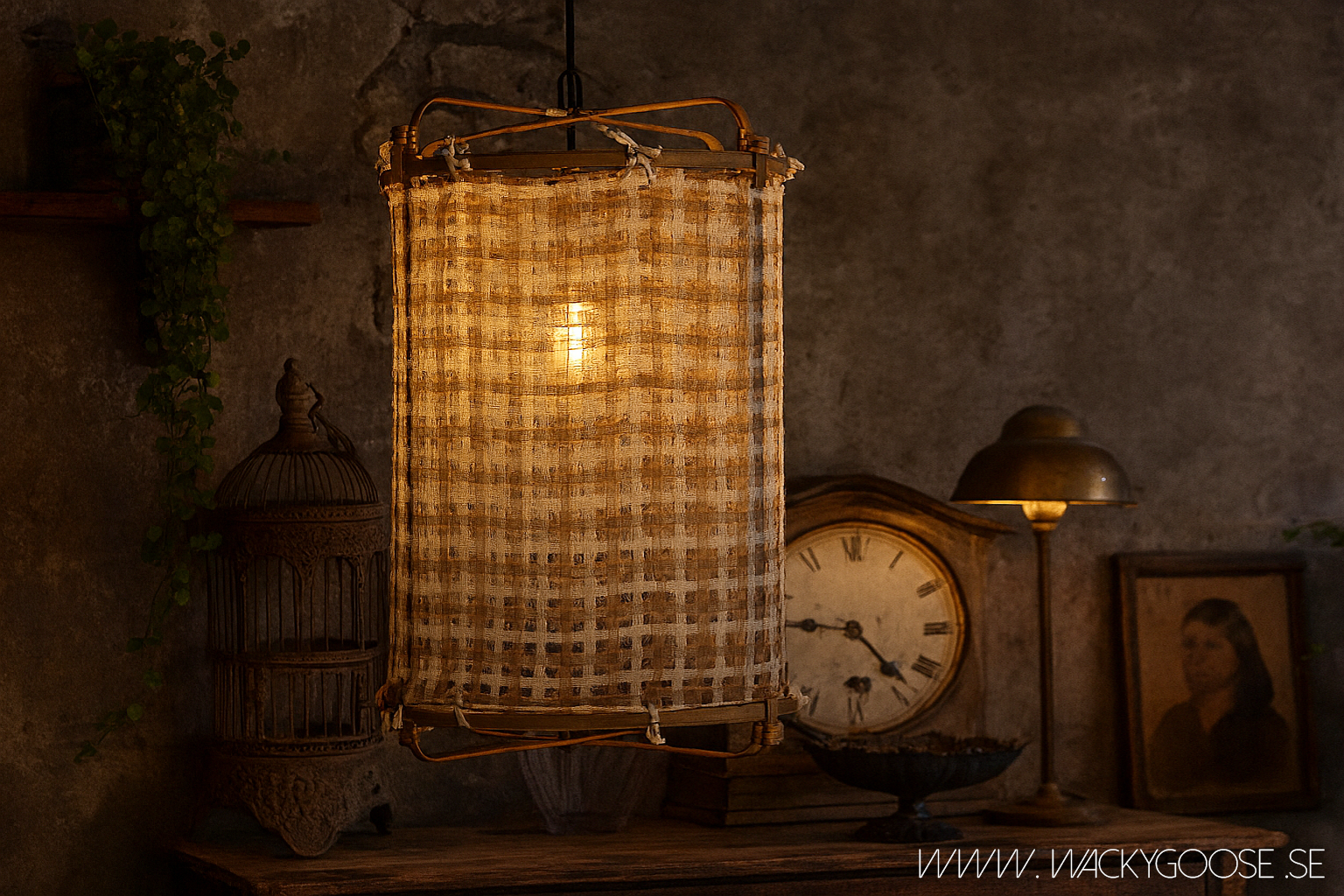 Tyg till Lampstomme, Ø42cm, Beige/Vit Silke