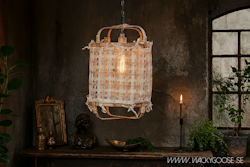 Tyg till Lampstomme, Ø31cm, Beige/Vit Silke
