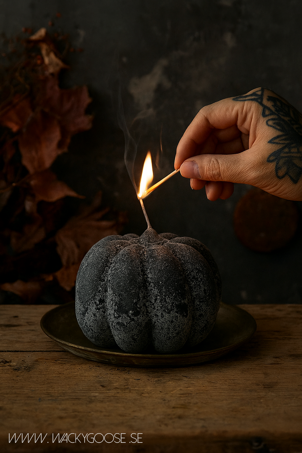 Handgjort Figurljus, Pumpa, Grå