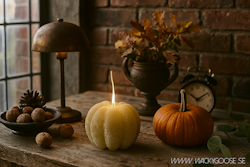 Handgjort Figurljus, Pumpa, Mossgrön
