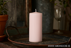 Vågigt blockljus, 15cm, Dimrosa