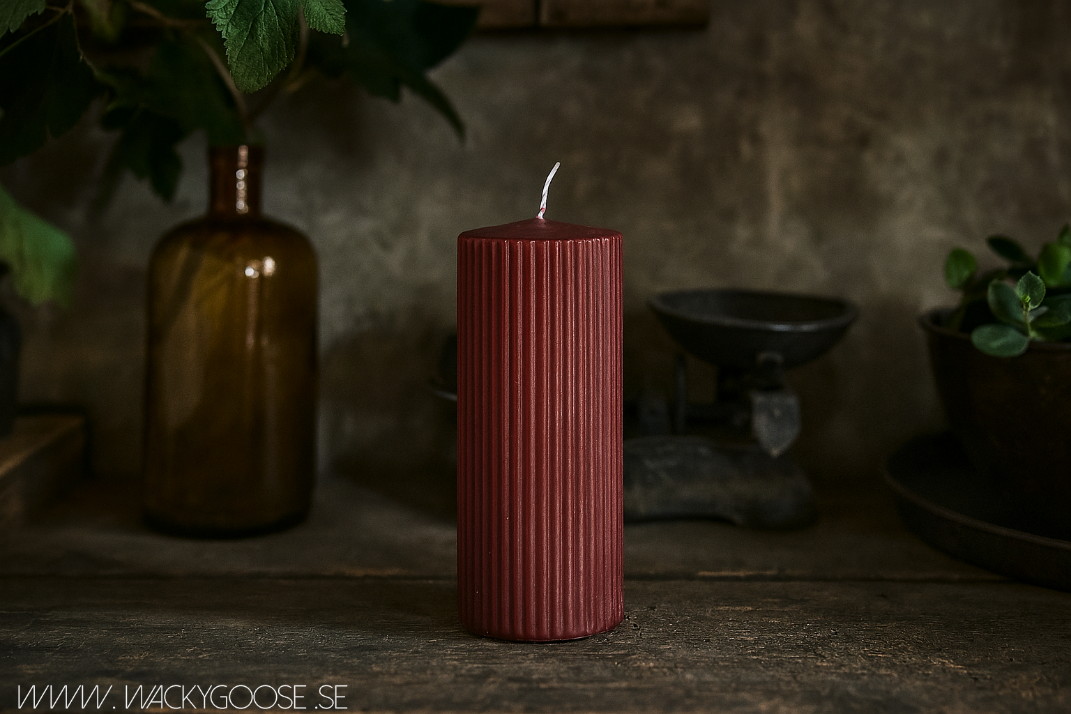 Vågigt blockljus, 15cm, Zinfanel