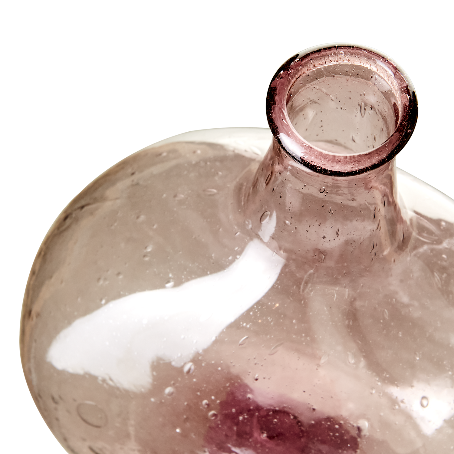Munblåst vas av återbrukat glas, Rosa