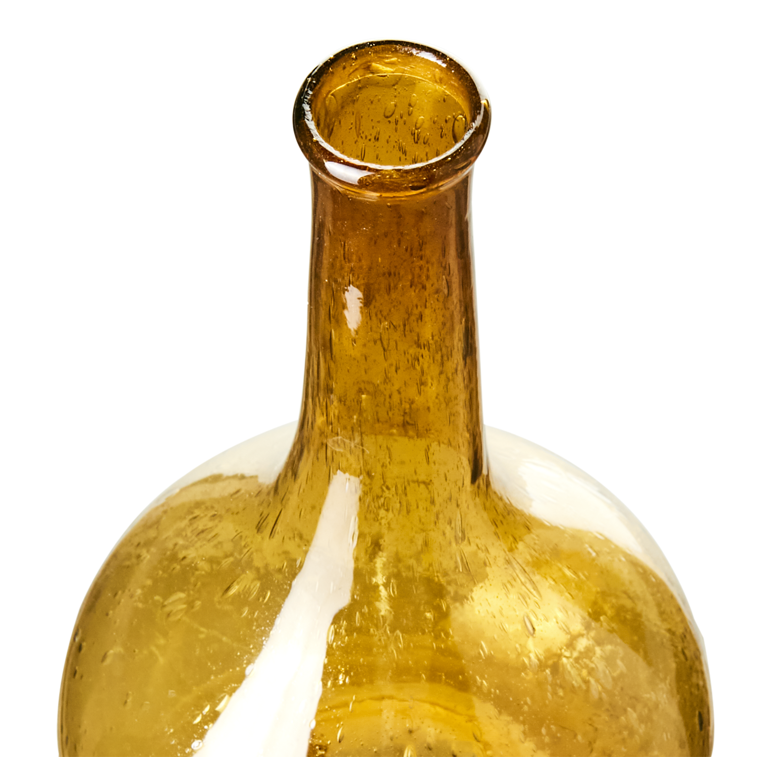 Munblåst vas av återbrukat glas, Bärnsten