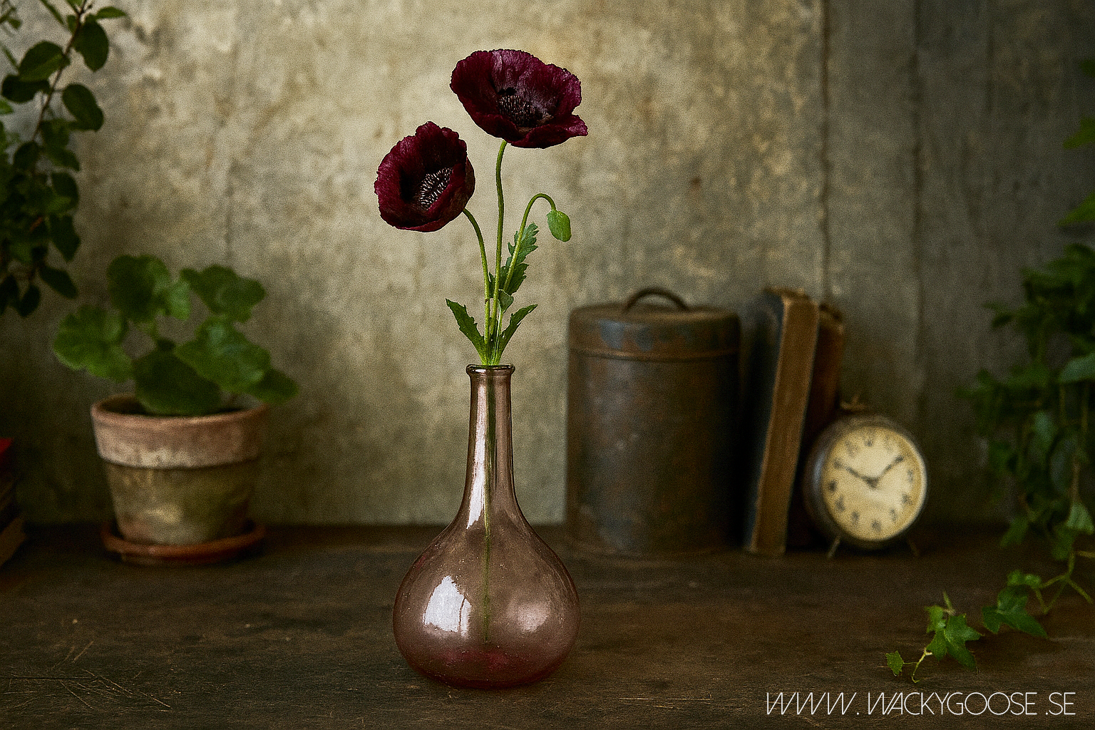 Munblåst vas av återbrukat glas, Rosa