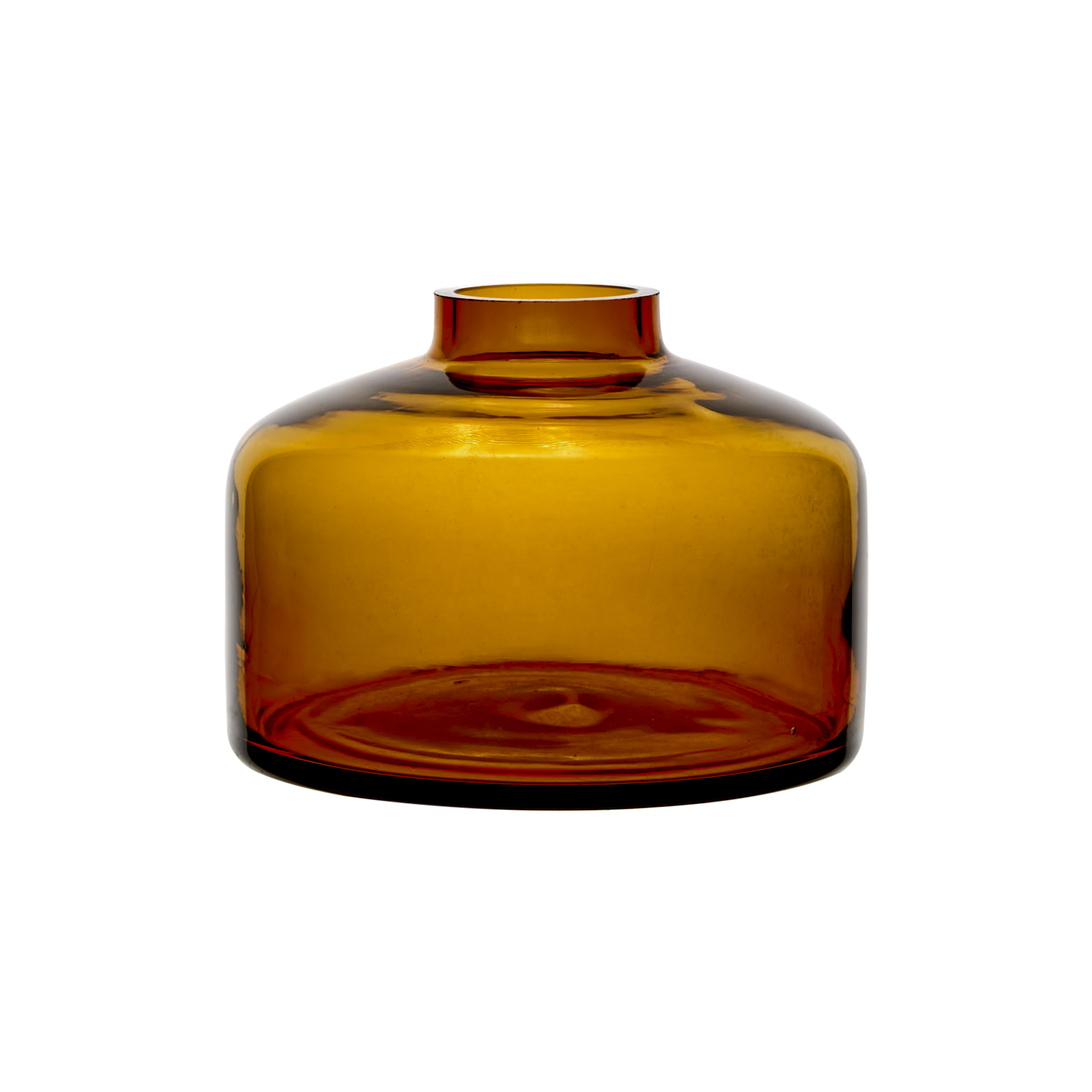 Munblåst vas av återbrukat glas, Ø13cm, Bärnsten