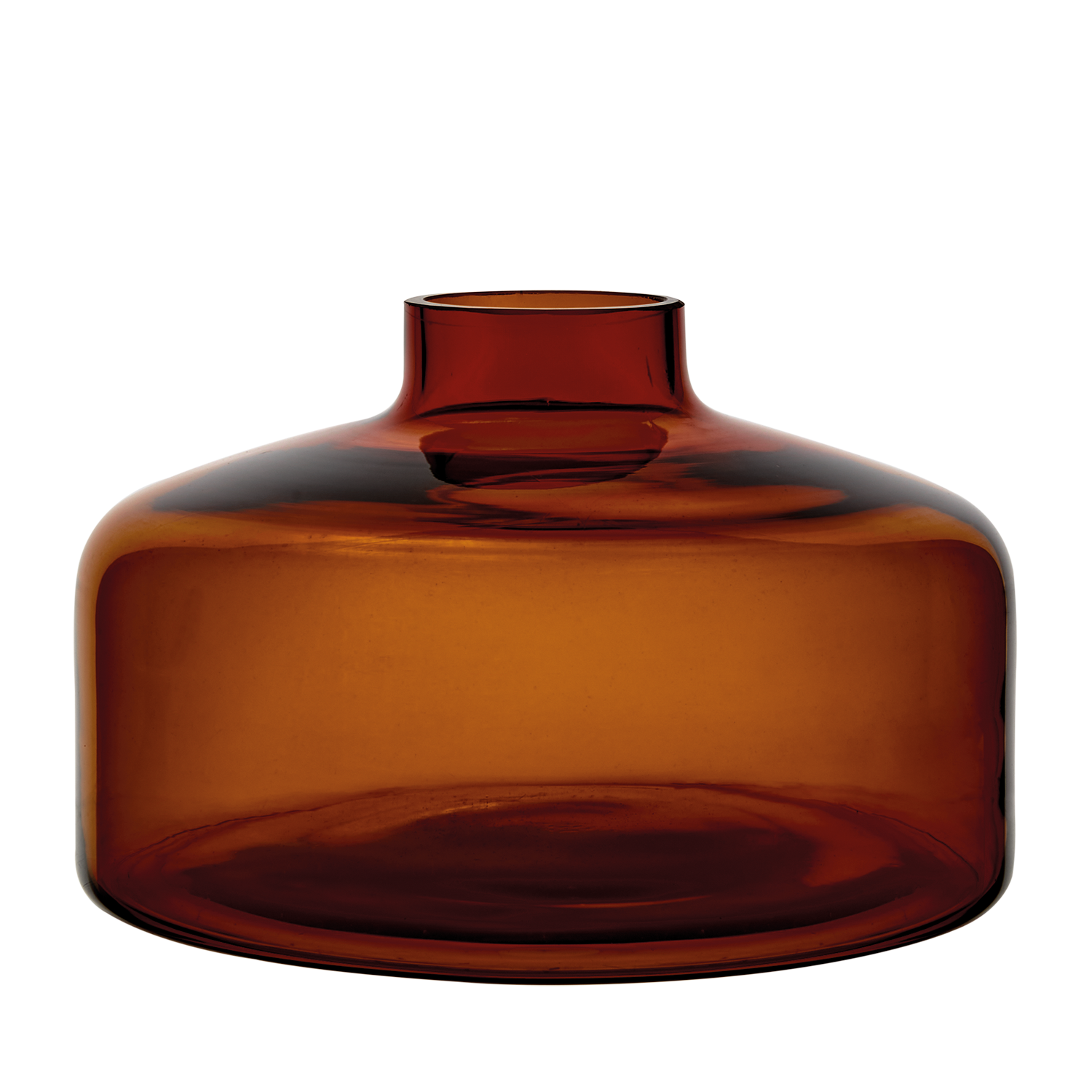 Munblåst vas av återbrukat glas, Ø21cm, Bärnsten