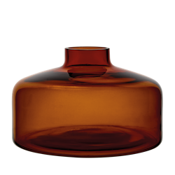 Munblåst vas av återbrukat glas, Ø21cm, Bärnsten
