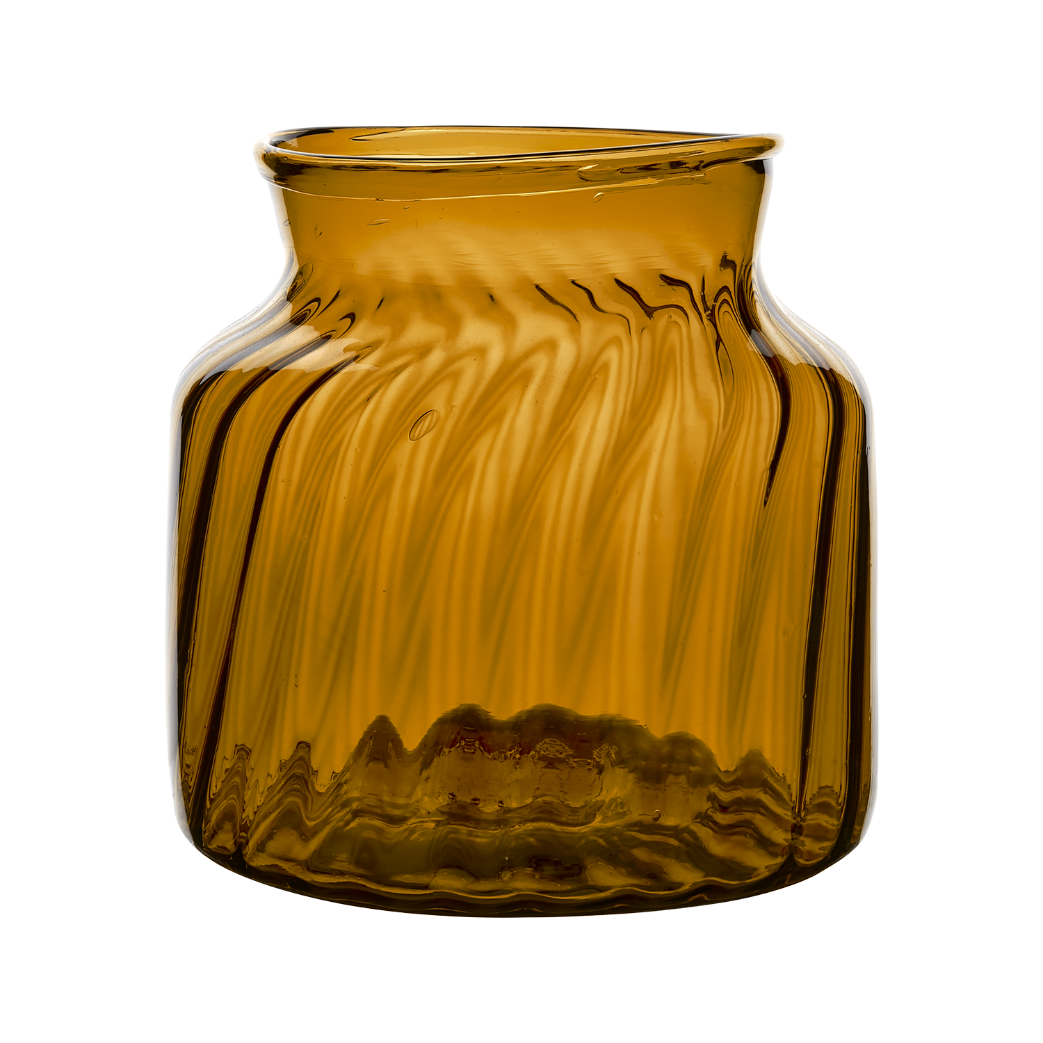 Munblåst vas av återbrukat glas, Ø21cm, Bärnsten